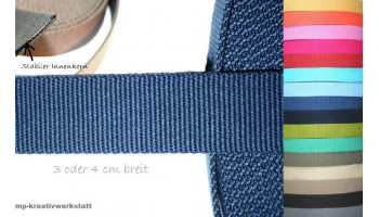 1m Gürtelband  Polyester-Viscose  3 oder 4 cm breit - Farbwahl.  Mengenrabatt.